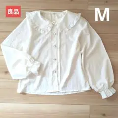 【良品】フリル袖タックブラウス　M