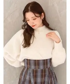 MERCURYDUOボトルネックミニシャギーロングスリーブニット