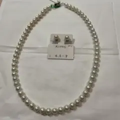 ホワイトパールネックレス 6.5-7mm イヤリング付き