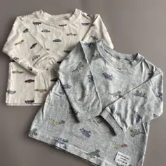 petit main 長袖Tシャツ 2枚セット 90cm 車 恐竜