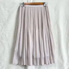 美品 グラシア プリーツロングスカート 透け感 ピンク M 光沢 ウエストゴムのサムネイル