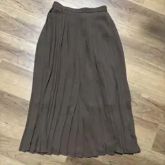 ユニクロ　シフォン　プリーツ　スカート　ダークブラウン　s