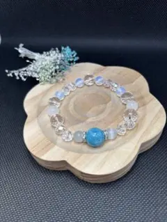 大粒ラリマーポイント癒しの天然石ブレスレット