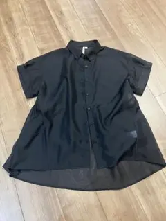 hkworkslondon バックぺプラムブラウス半袖　黒　M