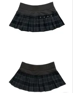amood グレー系チェック プリーツ　マイクロスカート