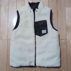 GLOBAL WORK 迷彩柄/ホワイトボア リバーシブルダウンベスト 130