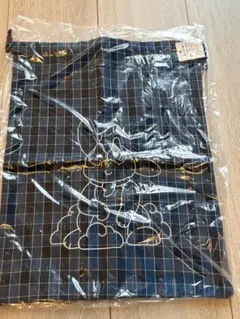 VISON月うさぎ　ネイビーブルー チェック柄 巾着袋