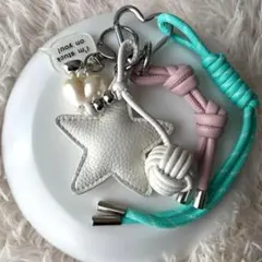 【本日限り】バッグチャーム　キーチャーム　星レザー調 じゃらじゃらキーホルダー