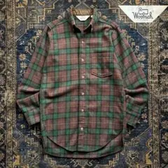 70s USA製 Woolrich ウールシャツ チェックシャツ ブラウン 古着