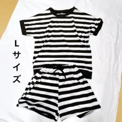 新品✨ルームウェア ストライプ 半袖 ボーダー 黒 上下セット パジャマ
