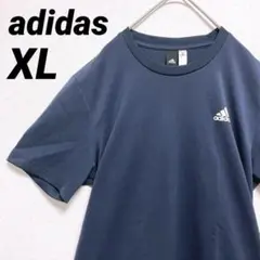 【着用サイズ L程度】 アディダス 機能Tシャツ 半袖 ネイビー ロゴ XL