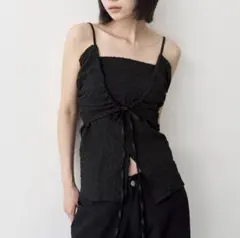 バレエコアy2kフロントリボンレイヤードビスチェキャミソール