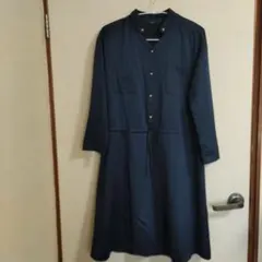 ネイビー シャツワンピース 長袖