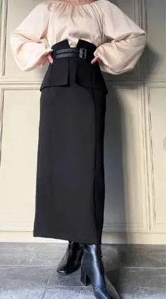未着用　ジュノア　ハイウエスト　ペンシル　スカート　L 黒