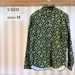 Sw4【古着】CIAO 柄シャツ 派手 長袖 緑黄 紺 日本製