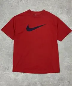 00s NIKE ナイキ Tシャツ スウォッシュ デカロゴ 赤　y2k