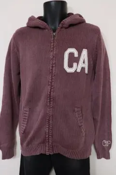 Ｍ【新品】☆オーシャンパシフィック：ヴィンテージ加工ニットパーカー　ワイン
