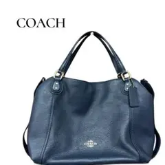 COACH ネイビー レザーハンドバッグ