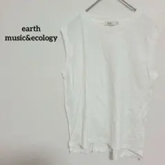 earth music&ecology 【M】ホワイトノースリーブTシャツ 白
