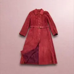 希少 日本製 vintage オールレザーロングトレンチコート ウエストベルト
