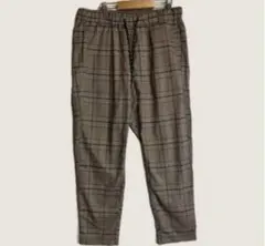 759CAMBIOカンビオチェックイージーパンツ総柄ウエストゴムゆるだぼ茶色定番