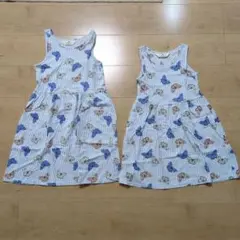 H&M 蝶柄ストライプノースリーブワンピース　8-10Y　6-8Y　2点セット