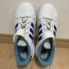 adidas キッズスニーカー ホワイト/ブルー　21cm
