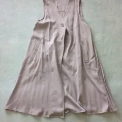 グレー　ロングベスト プリーツ