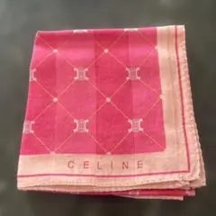 新品未使用 CELINE ピンク 幾何学模様 ハンカチ