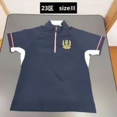 23区　半袖ハーフジップシャツ　sizeⅢ　ネイビー　レディースXL相当のサムネイル