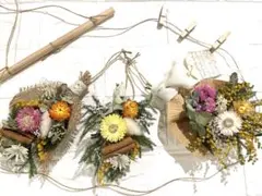 季節の花々 ドライフラワースワッグ ガーランド❀ミモザ スターチス ヘリクリサム