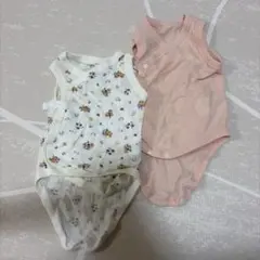ベビー肌着2点セット 70cm 花柄・ピンク