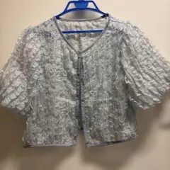 AS KNOW AS Plus 半袖カーディガン ライトブルー Fサイズのサムネイル