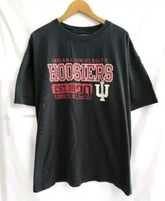 USA古着 インディアナ大学 フージャーズ カレッジTシャツ 黒 XXL相当