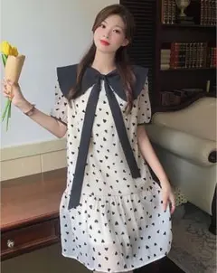 大きいサイズ レディース 春 夏 ハート柄　ワンピース　新品 半袖