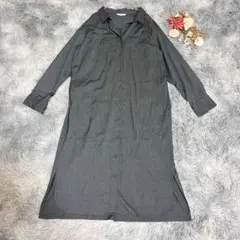 PLST プラステ（S）長袖 シャツワンピース 無地 襟付 シンプル カジュアル