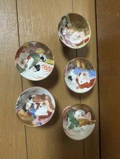 稀少 古手 九谷焼 百人一首柄 青粒 豆皿 6枚セット 骨董品 コレクション 稀少 古手 九谷焼 百人一首柄 青粒 豆皿 6枚セット 骨董品