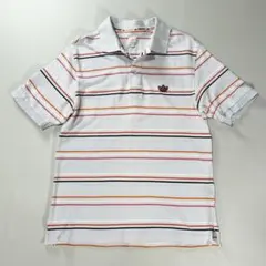 adidas Originalsストライプ柄 半袖ポロシャツ Lのサムネイル