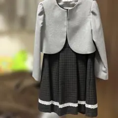 フォーマルドレス グレーと黒のチェック柄