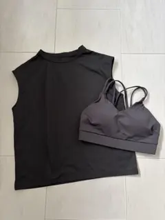 ブラック タンクトップ ブラトップ　セット　ヨガ　ワークアウト　ジム