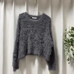 ボリュームシャギーミックスジャガードクルーニット