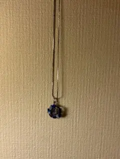 七宝焼  青色 バラの花 ペンダント ネックレス 約40cm