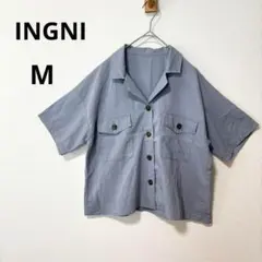 INGNI イング M ブルーグレー ショート丈 シャツ　半袖　オープンカラー