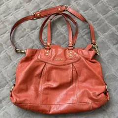 Coach オレンジ レザー ショルダーバッグ
