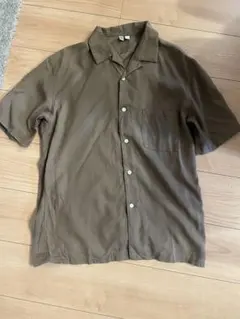 UNIQLO U ユニクロユー　半袖シャツ　ブラウン　ベージュ　Lサイズ