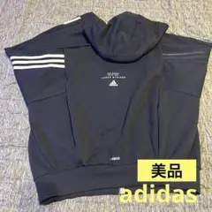 【未使用に近い】Adidas フード付きパーカー　ネイビー　M