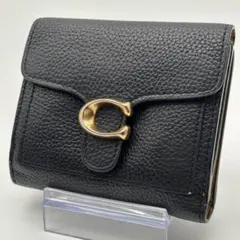 COACH コーチ 二つ折り財布 ブラック レザー Cロゴ ターンロック