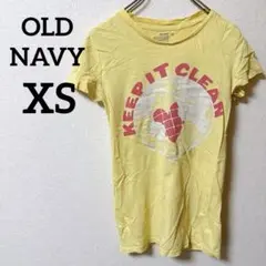 OLD NAVY 【XS】イエロー クリーム色 Tシャツ 半袖 ロゴ シンプル