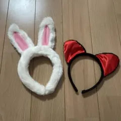 ハロウィン　コスプレ　カチューシャ　うさ耳　猫耳　２個セット