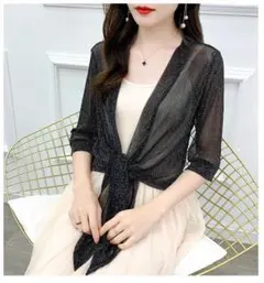 ボレロ ブラック 黒 結婚式 ラメ入り 可愛い カーディガン ドレス フォーマル